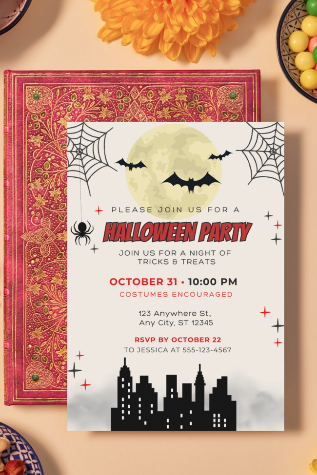 Editable Halloween Party Invitation | Comic Book Halloween Party Template