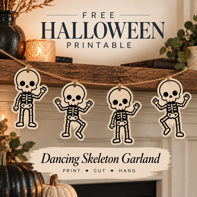 [Free] Dancing Skeleton Garland Printable | DIY Halloween Decor