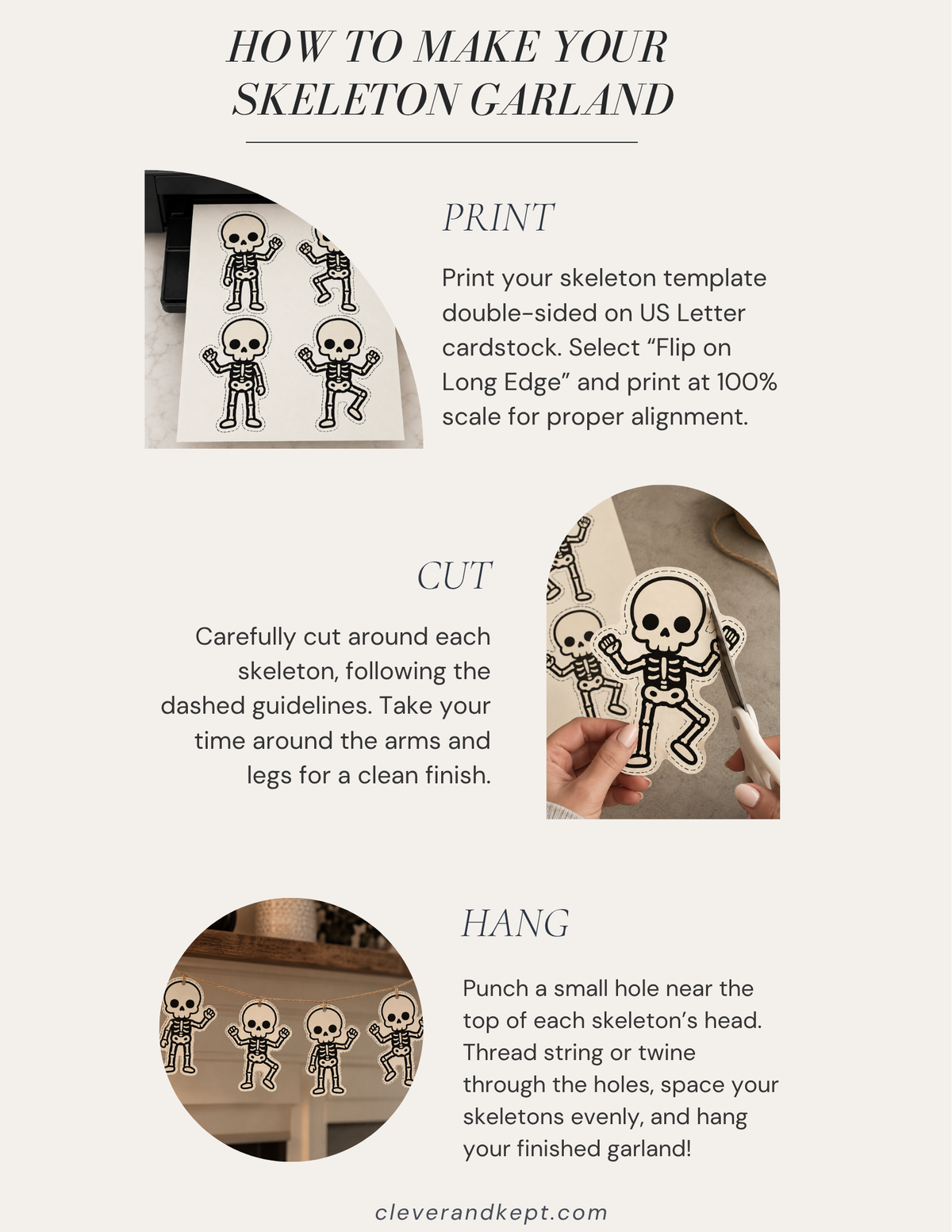 [Free] Dancing Skeleton Garland Printable | DIY Halloween Decor